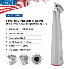 Dental Optic Fiber LED 1:4.2 Increasing Handpiece 45°Angle Head External Channel