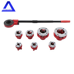 Large Hand Die Ratcheting 7 Size Pipe Thread Threader Tool 3/8″ to 2″ Dies Set