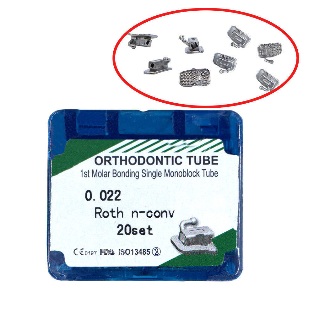 20 Sets Dental Orthodontic 1st/2nd Molar Bondable Monoblock Roth 022 Buccal Tube