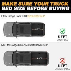 5.7FT Truck Bed Mat for 2019-2026 Dodge Ram 1500/1500 RHO & Ram 1500 Classic 201