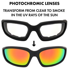 Global Vision Kickback Photochromatic Red Lens Padded Frame Safety Sunglasses