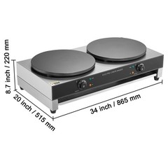 VEVOR 16-Inch Electric Crepe Maker Commercial Crepe Machine 3400W Double Head