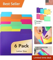 Vibrant 1/3 Cut Tab File Folders – 6 Pack with Labels for Versatile Use