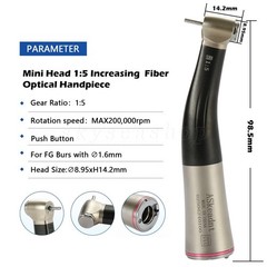 Dental 1:5 LED Fiber Optic Contra Angle Handpiece / 1:5 Cartridge Rotor Canister