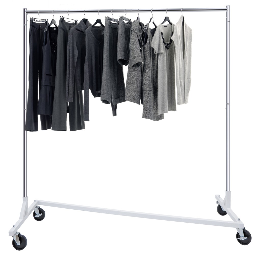 Commercial Garment Rack Rolling Collapsible Clothing Shelf Z-Base w/ Wheels
