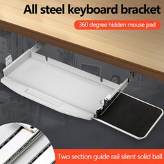 22″x27″ Steel Keyboard Tray Under Desk Drawer Sliding Pull Out w/360° Mouse Tray