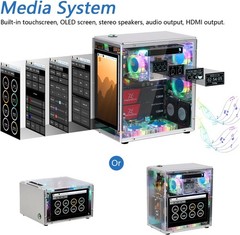 Raspberry Pi 5 NAS Case Kit, Quad M.2 Nvme SSD Slots, 5 PWM ARGB Fans Light Sync
