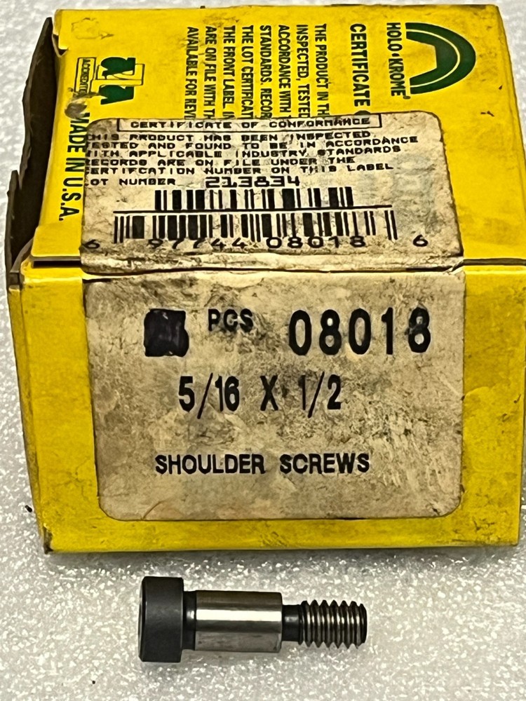 5/16″ X 1/2″ Shoulder (Stripper) Bolt, 1/4-20 Thrd, Holo-Krome/Allen, New, 1/lot