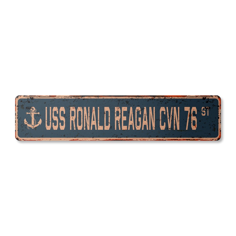 USS RONALD REAGAN CVN 76 Vintage Street Sign us navy ship veteran sailor rustic