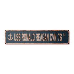 USS RONALD REAGAN CVN 76 Vintage Street Sign us navy ship veteran sailor rustic