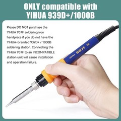 YIHUA 907F Replacement Soldering Iron Handpiece/Handle for Yihua 939D+/1000B…