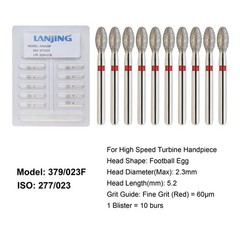 Dental Diamond Burs Football Bur FG Fine Coarse High Speed Friction Grip 368 379