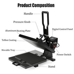 16″ x 20″ Clamshell Heat Press Machine DIY T-shirt Sublimation Digital 1600W