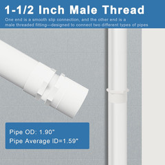 1.5 Inch Male Thread PVC Fittings White 2-Way PVC Pipe Coupling Adapter Connecto