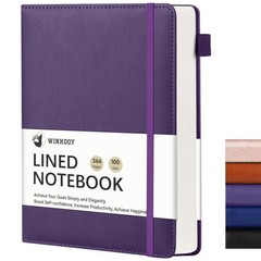 Winkooy Leather Hardcover Lined Journal Notebook A5 366 Pages Pen Loop, Purple