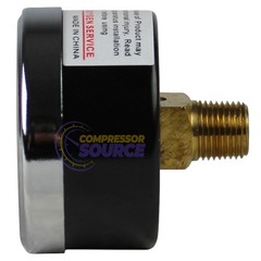 1/8″ NPT Air Pressure Gauge 0-100 PSI Back Mount 1.5″ Face Black Steel Case