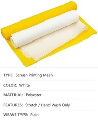 Screen Printing Mesh, 100Mesh 40T, White, 50in x 3Yards, Polyester