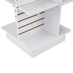 4 Panel White Slatwall Tower Casters and Shelves 23″ x 23″ x 54″
