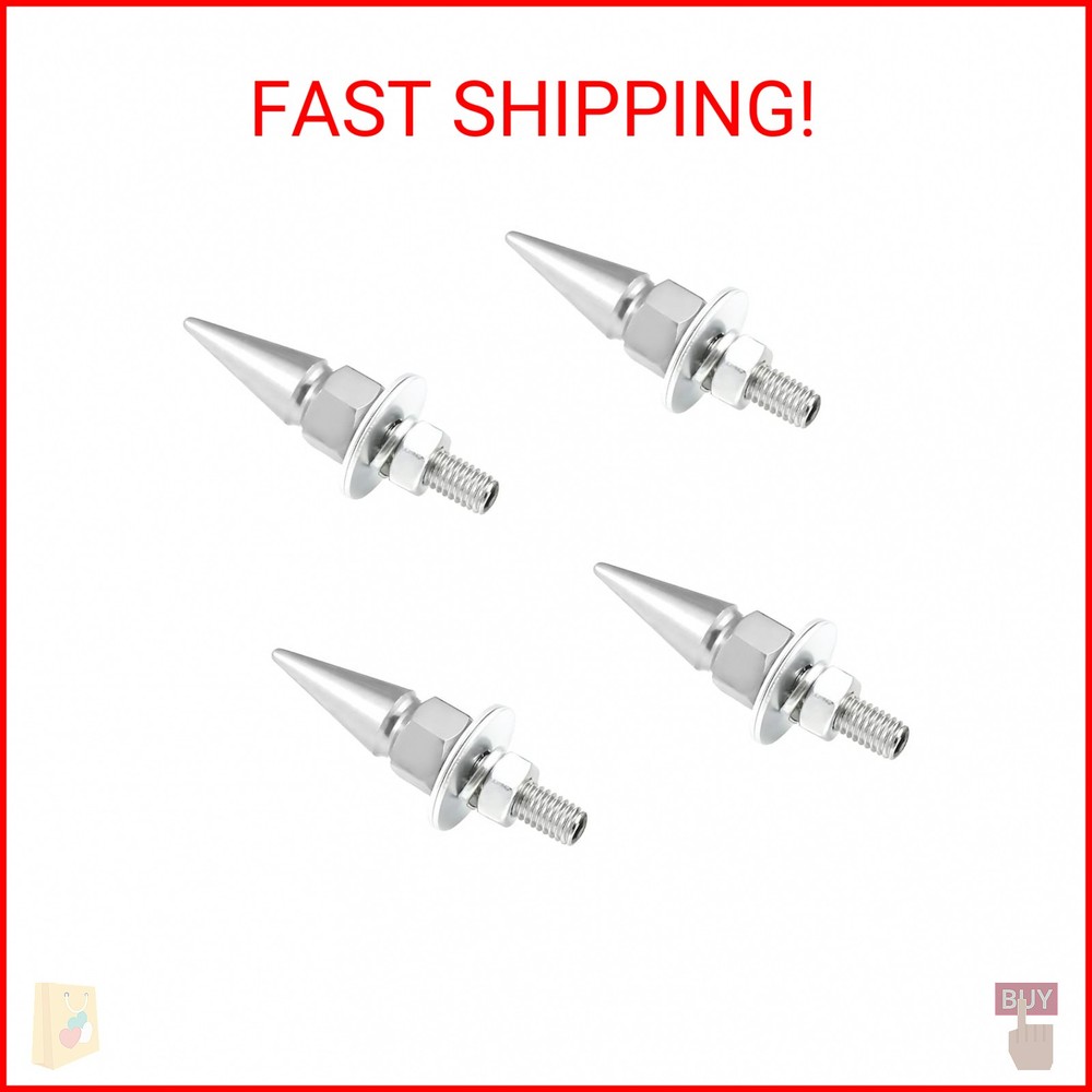 SHMZK 4 PCS Spikes License Plate Screws for Car, Anti Theft Spike Shape Aluminum