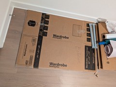 Used Moving Cardboard Boxes – 35 Small, 11 Medium, 7 Large, 2 Wardrobe with bars