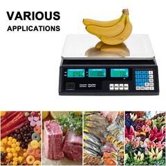 US 40kg/5g Digital Price Computing Scale Black for Vegetable Food US Plug w/ LCD