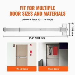 Door Push Bar Panic Exit Device,31′ Stainless Steel Commercial Emergency Exit