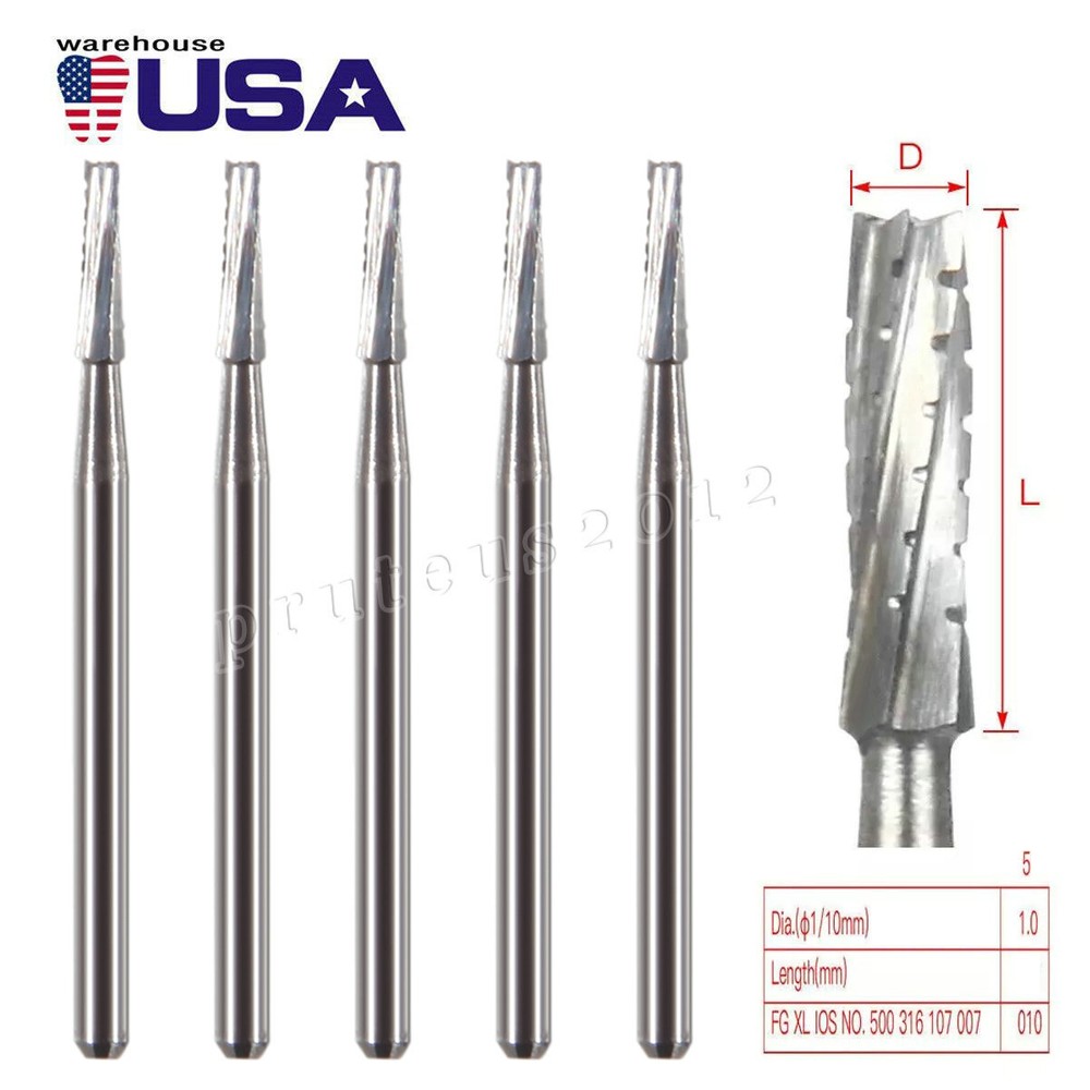 5X FG-557XL Dental Surgical Carbide Burs 25mm 557 FGOS Bone Cutting 1.6mm