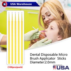 Dental Micro Applicator Brush Disposable Makeup Eyelash Brushes 2.0mm Yellow