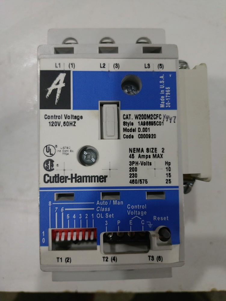 Cutler Hammer W200M2CFC NEMA Non-Reversing Motor Starter, Size 2