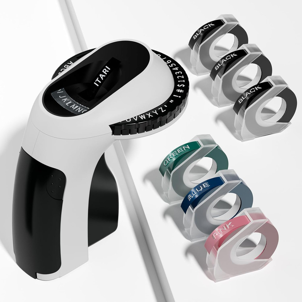 3D Embossing Label Maker with 6 Color Label Tapes 3/8″ for Dymo Omega Xpress