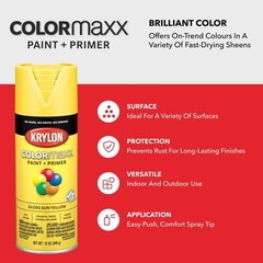 Krylon K05541007 COLORmaxx Spray Paint and 12 Ounce (Pack of 1), Sun Yellow