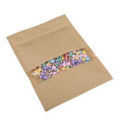 100pc Ink Stampable Kraft Flat Style Zip Lock Bags w/ Window 16x22cm 6.25×8.75in