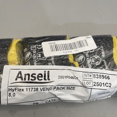 6 Pairs Ansell 11-738 Cut-Resistant Coated Gloves, Cut Level A4 Size 8 New