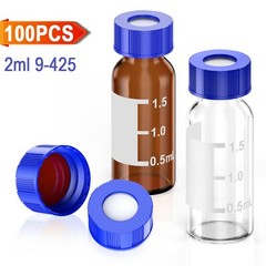 100PCS 2ml HPLC Autosampler Clear/Amber Vials 9-425 Screw Cap Vial Inserts 250uL