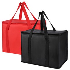 Bodaon Insulated Reusable Grocery Bags, X-Large Freezer X-Large, Black+Red