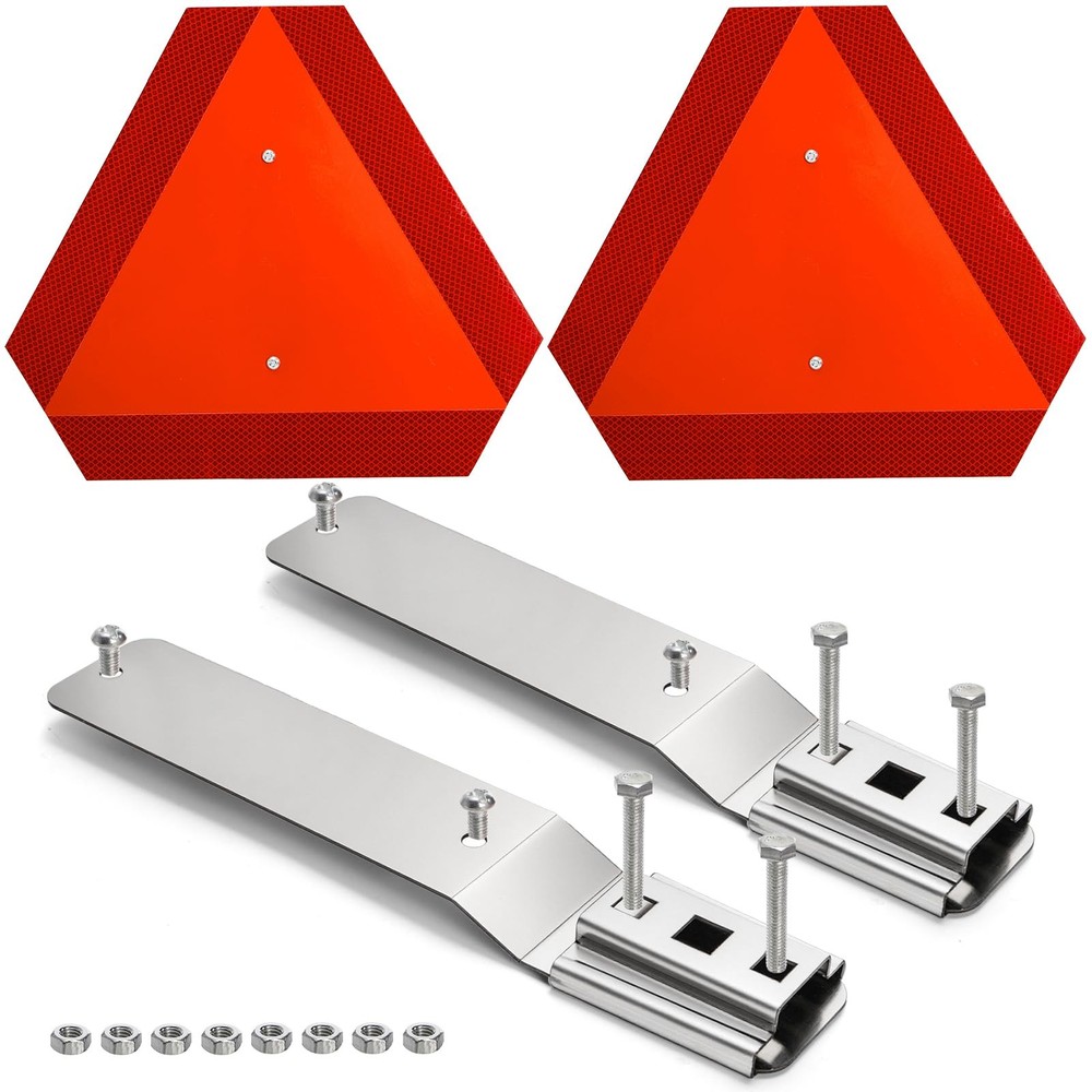 Aluminum Slow Moving Vehicle Triangle Warning Sign with Mounting Bracket 2 Pack