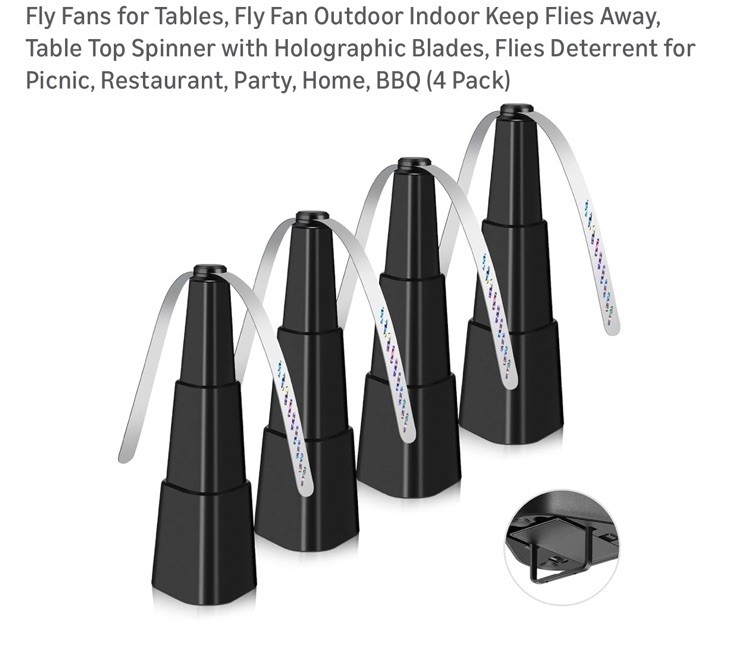 Fly Fans for Tables, Fan Outdoor Indoor Keep Flies Away, Black 4 Pack