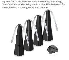Fly Fans for Tables, Fan Outdoor Indoor Keep Flies Away, Black 4 Pack