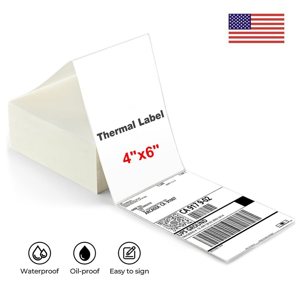 500 Fanfold 4″x6″ Direct Thermal Shipping Labels for Zebra & Rollo Printers