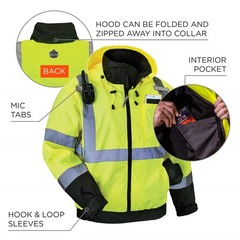 Unisex-Adult 3-in-1 Hi-Vis Winter Bomber Jacket, Lime, Large US
