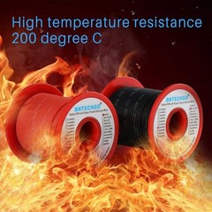 24 Gauge Silicone Wire Spool 100ft Red & Black, Flexible Tinned Copper Stranded