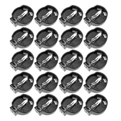 New Button Coin Cell Battery Socket Holder Case Black CR2025 CR2032 Set of 20