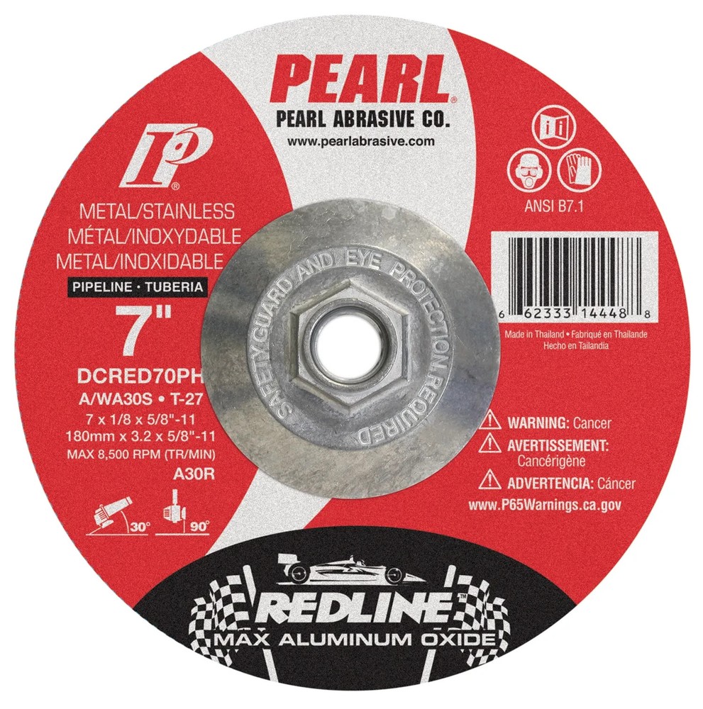 Pearl Grinding Disc 7″ x 1/8″ x 5/8″-11 Red DCRED70PH ( 10/bx )
