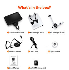Microscopio LCD 7″ 1200X 12MP 1080P con Soporte Metálico y SD 32GB