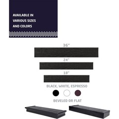 High & Mighty 18 Inch Modern Floating Shelf Holds Up To 15 lbs, Black (2 Pack)