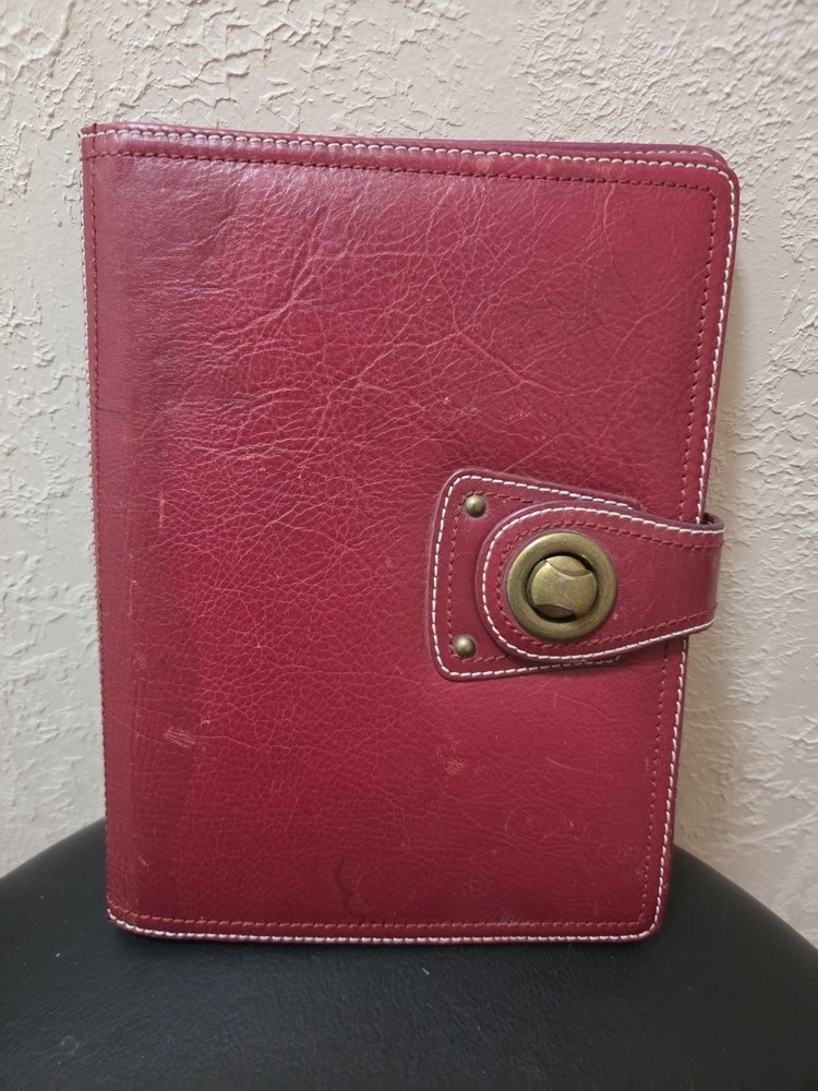 Franklin Covey Leather Red Filofax Malden A5 Organizer
