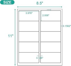 4″x2″ Address Shipping Labels Self-Adhesive 10-Up Multipurpose Stickers A4 Sheet