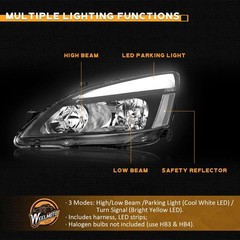 Headlights 2003-2007 Honda Accord Coupe Sedan Chrome Amber Reflector Pair