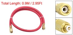 Charging Hose Tube 0.9M Length 1/4 SAE Thread 500PSI for AC Refrigeration Red