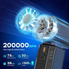 Compressed Air Duster,200000RPM Electric Portable Air Duster,Stepless Speed M…